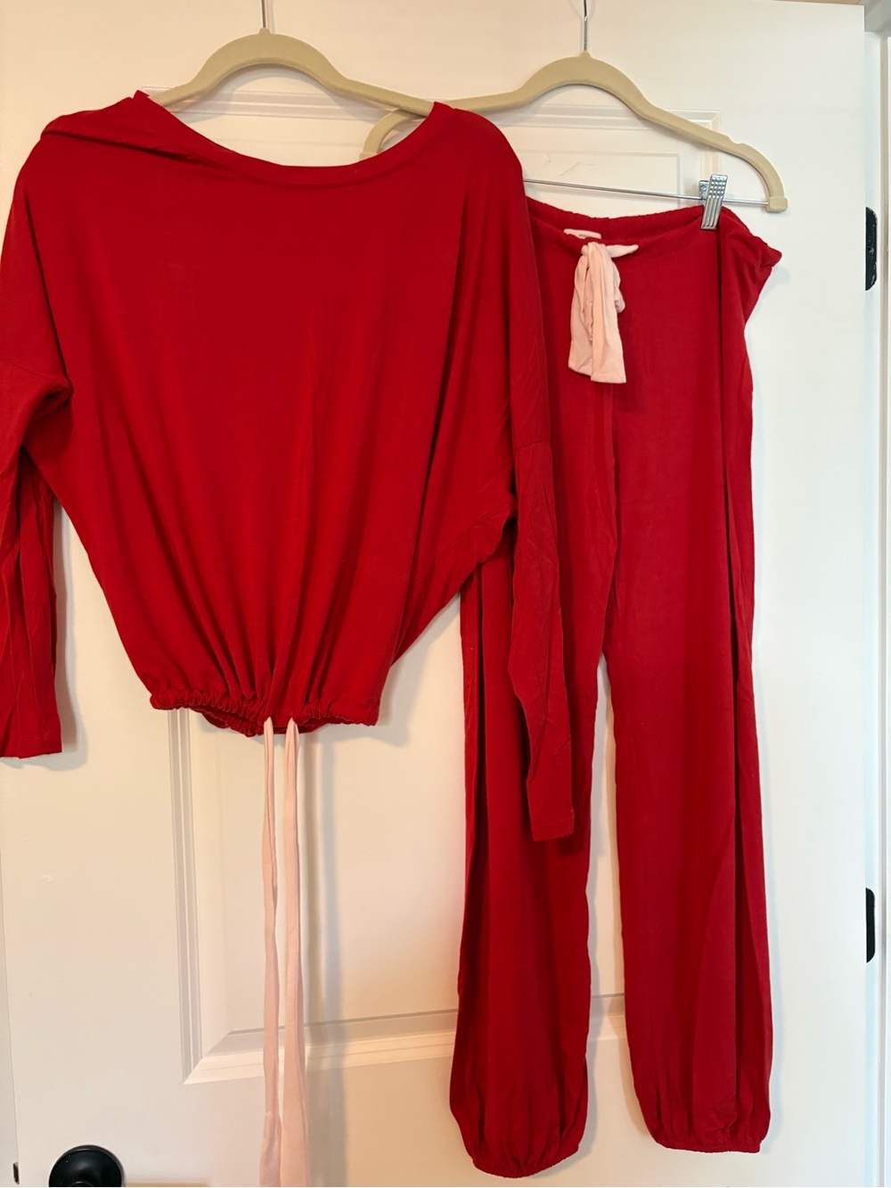 Eberjey | Women's Red Two-Piece Lounge Pajama Set with Drawstring Waist